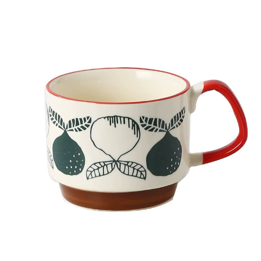 Tasse à café japonaise créative 300 ml, motif floral, peinture sous glaçure, tasse à lait et à floco