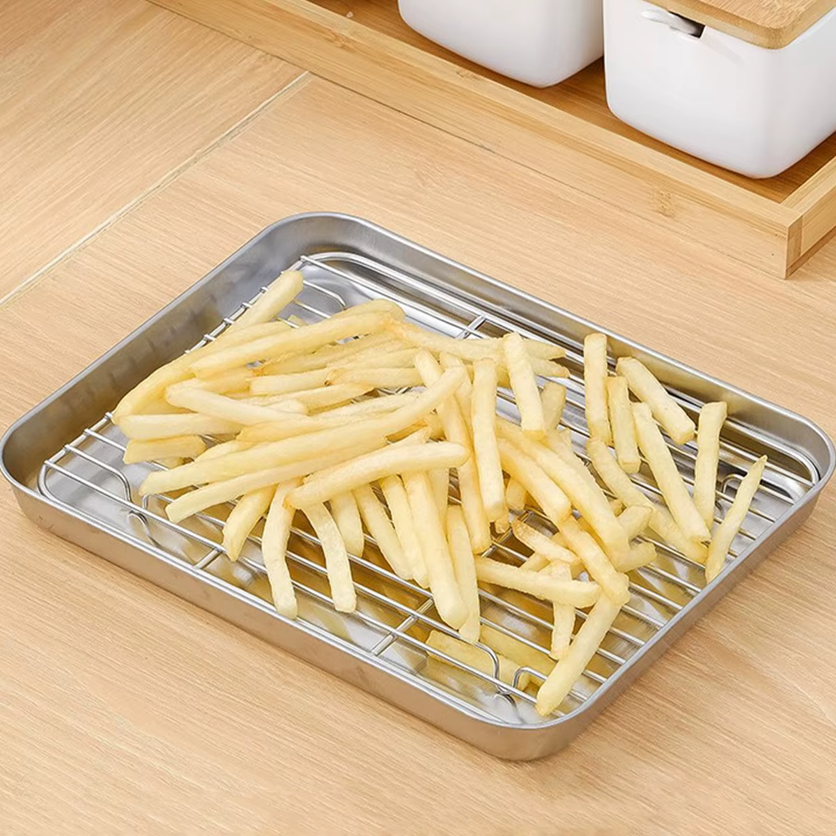 Plateau de cuisson en acier inoxydable avec support métallique, cuisson de gâteaux, barbecue, plaque