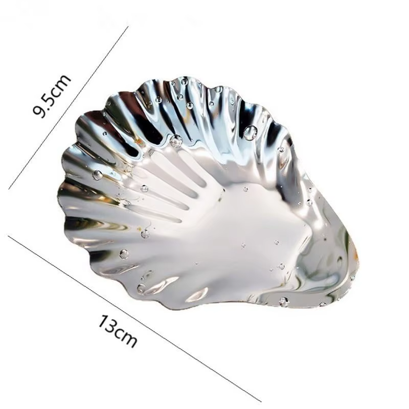 Assiette en acier inoxydable en forme de coquille, plat en métal pour fromage, Dessert, assiette de 