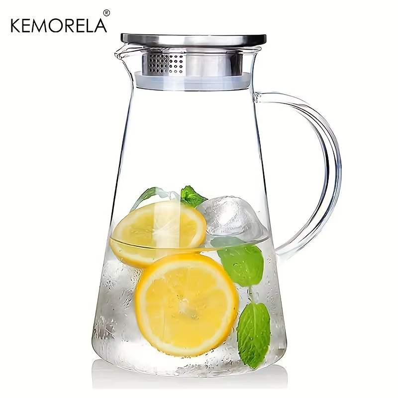 Pichet à eau Transparent en verre résistant à la chaleur, bouilloire et tasses d'eau froide avec poi