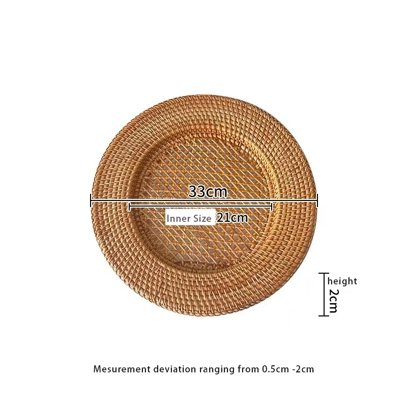 Assiette en rotin naturel faite à la main, napperon rond décoratif, décor de table, échelle 13 pouce