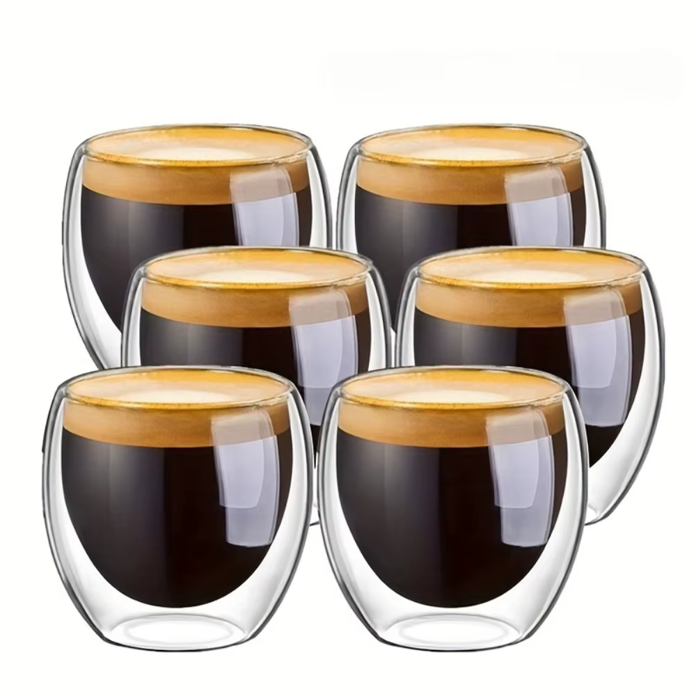 Tasses à expresso en verre transparent isolées à double paroi, 80/250/450ml, parfaites pour le thé, 