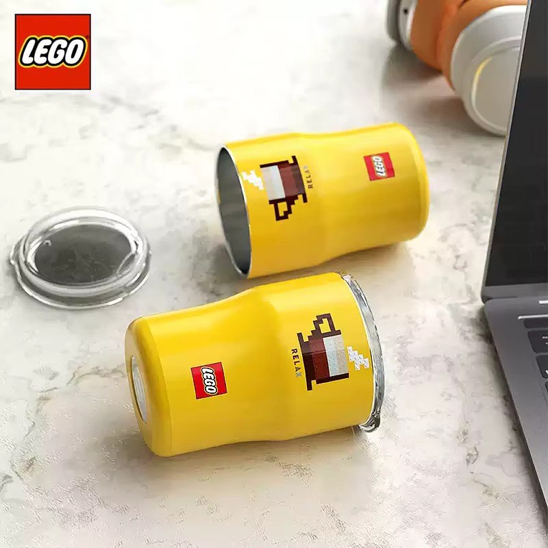 Tasse à café isotherme Lego jaune 300 ml, style simple et lumineux, spécial du jour, en acier inoxyd