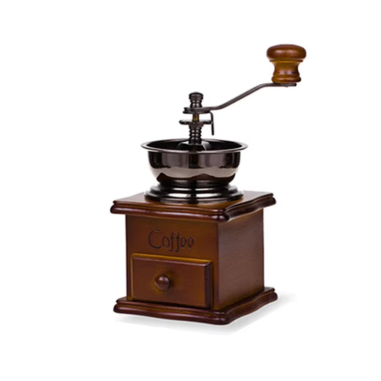 Moulin à café manuel vintage en bois, 1 pièce, manivelle, style classique