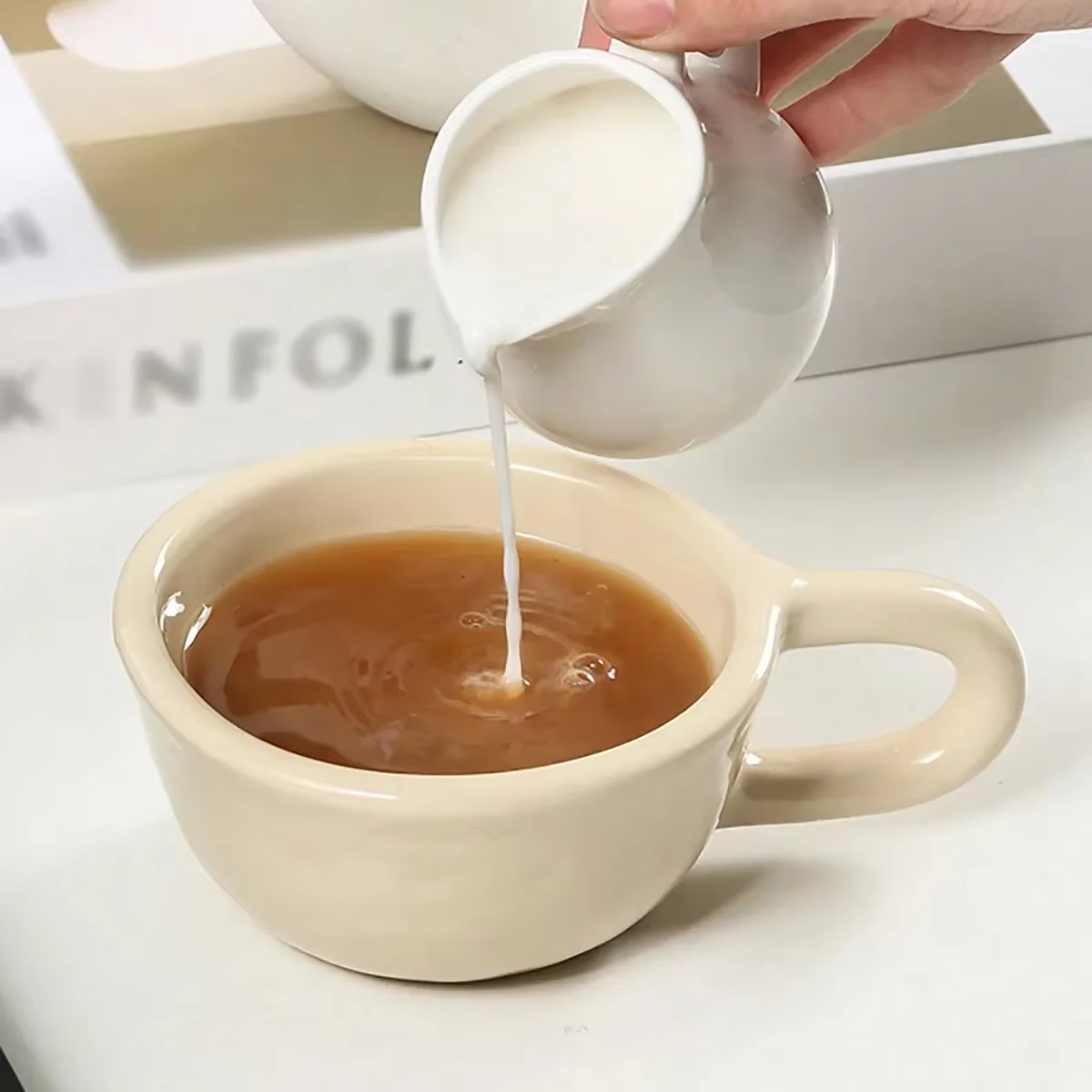 Tasse à café en céramique en damier, parfait pour le café, le lait, le thé, cadeau idéal pour les am