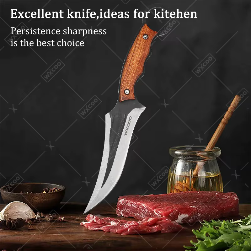WXCOO couteau de cuisine forgé à la main couteau à couperet à viande multifonctionnel pour désosser 