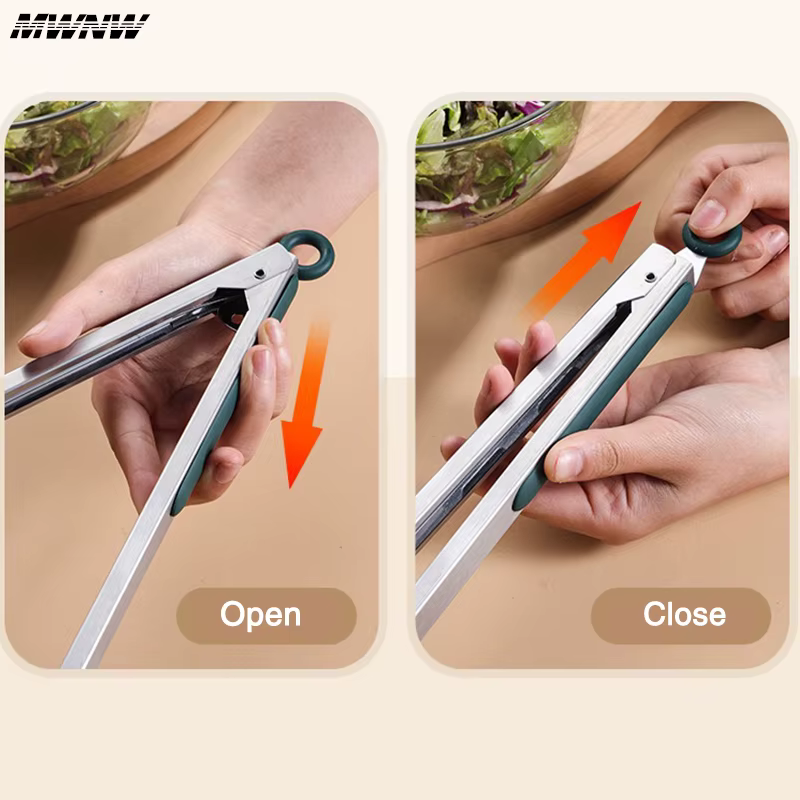 Clip alimentaire en Silicone, 9 pouces, vert Orange, avec support, pour la cuisine, résistant aux ha
