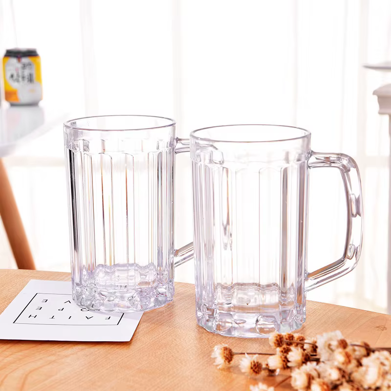 Tasse à Bière Transparente en Plastique, Incassable, pour Petit Déjeuner, Lait, Café, Jus, Eau, Bar,