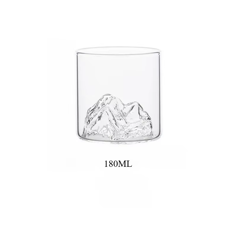 Tasse d'eau en verre polyvalente Transparent 180/300ML, verre à whisky de montagne de neige, Bar, ve