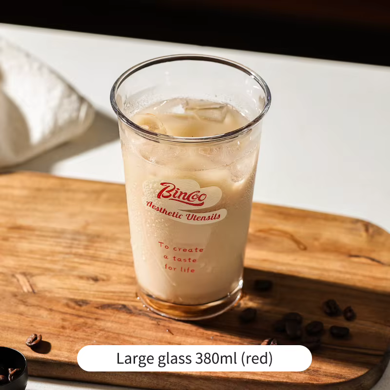 BINCOO 380ml coréen Ins verre tasse à café large bouche lait tasse à café Transparent Latte expresso