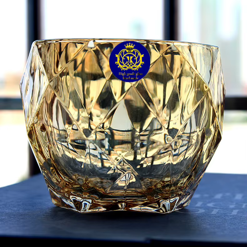 Verres à whisky en cristal doré pour la maison, verres à vin luxueux, chope à bière scintillante, st