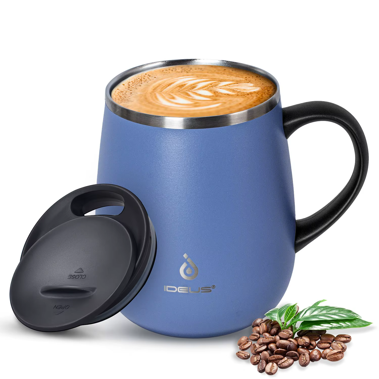 Tasse à café isolée Ideus, tasse isolée sous vide double couche en acier inoxydable 304 de 16 onces,