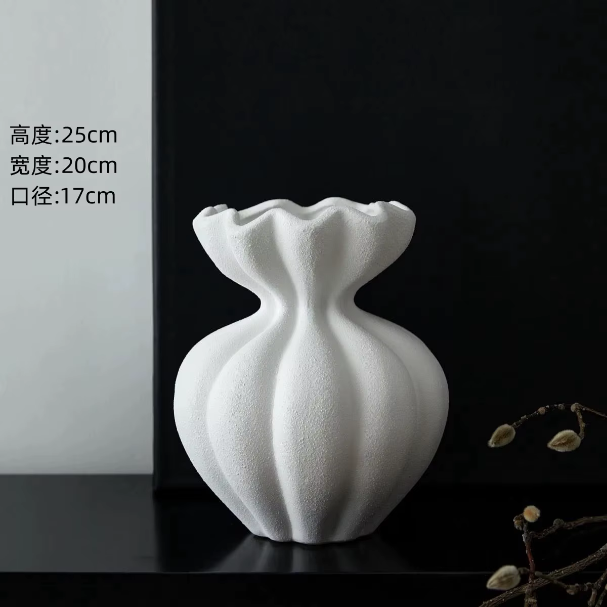 Vase en céramique française unique avec charme Wabi-Sabi, récipient floral haut de gamme, décoration