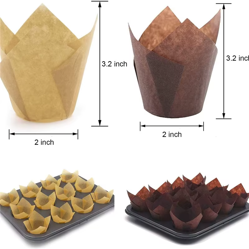 Obtenez créatif avec 200 doublures de cupcakes tulipes – Gobelets de cuisson marron, parfaits pour t