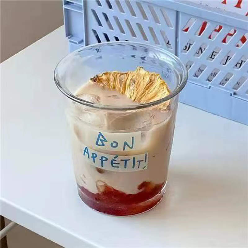 Verre à lettres françaises au design élégant, Tasses à eau et à lait pour le petit-déjeuner, Accesso