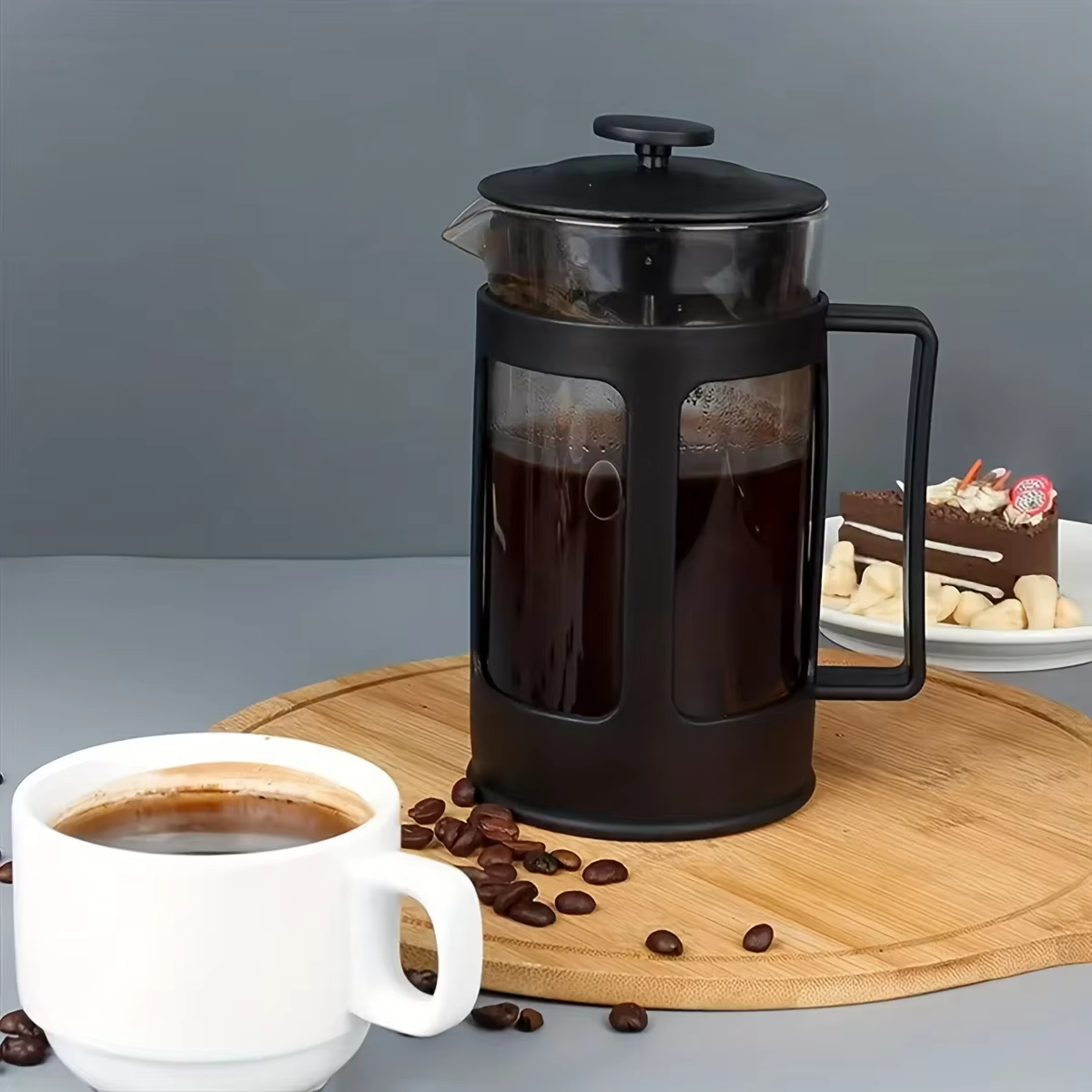 Service à thé à double usage avec manche en bois, théière noire, pot à vapeur, adapté à la famille, 