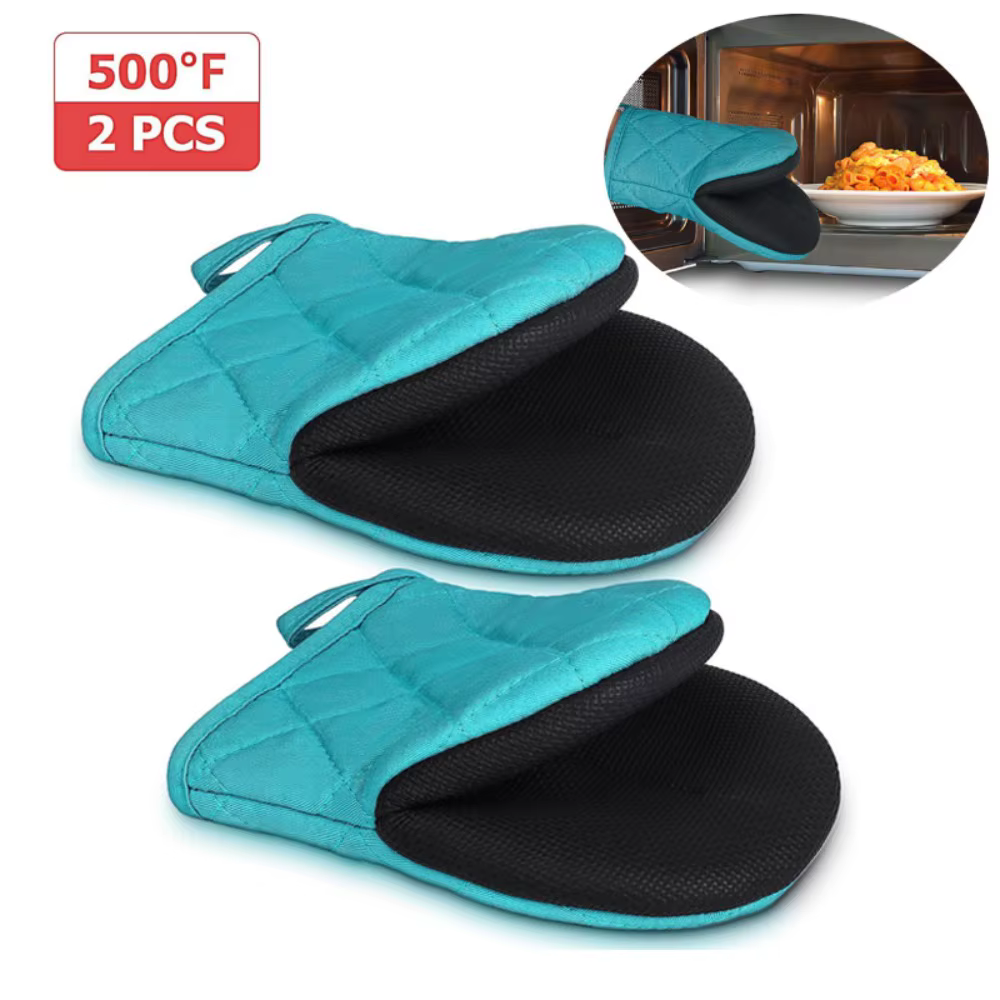 1 paire de gants de four de cuisine, mitaines de four courtes résistantes à la chaleur avec Surfaces