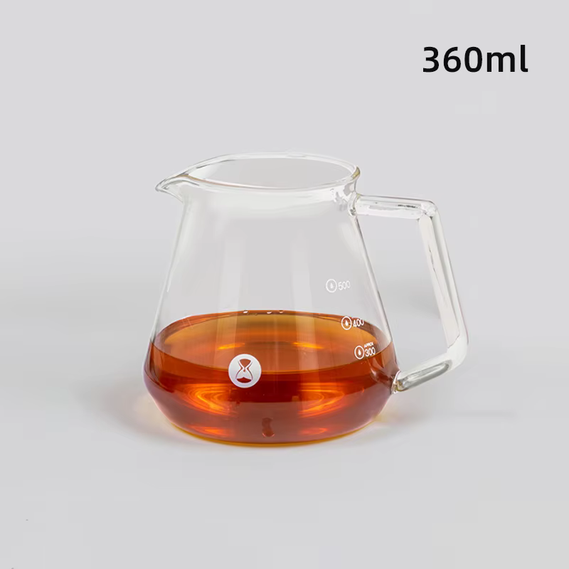 Carafe à café TIMEMORE en verre transparent résistant à la chaleur, 360/600 ml, design en forme de V