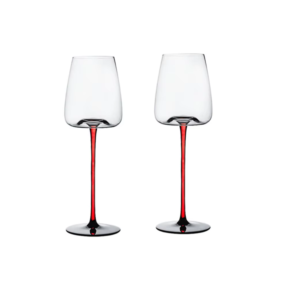 Verres à vin rouge en cristal soufflé à la main, 2 pièces, support rouge, gobelet à Champagne de Sty