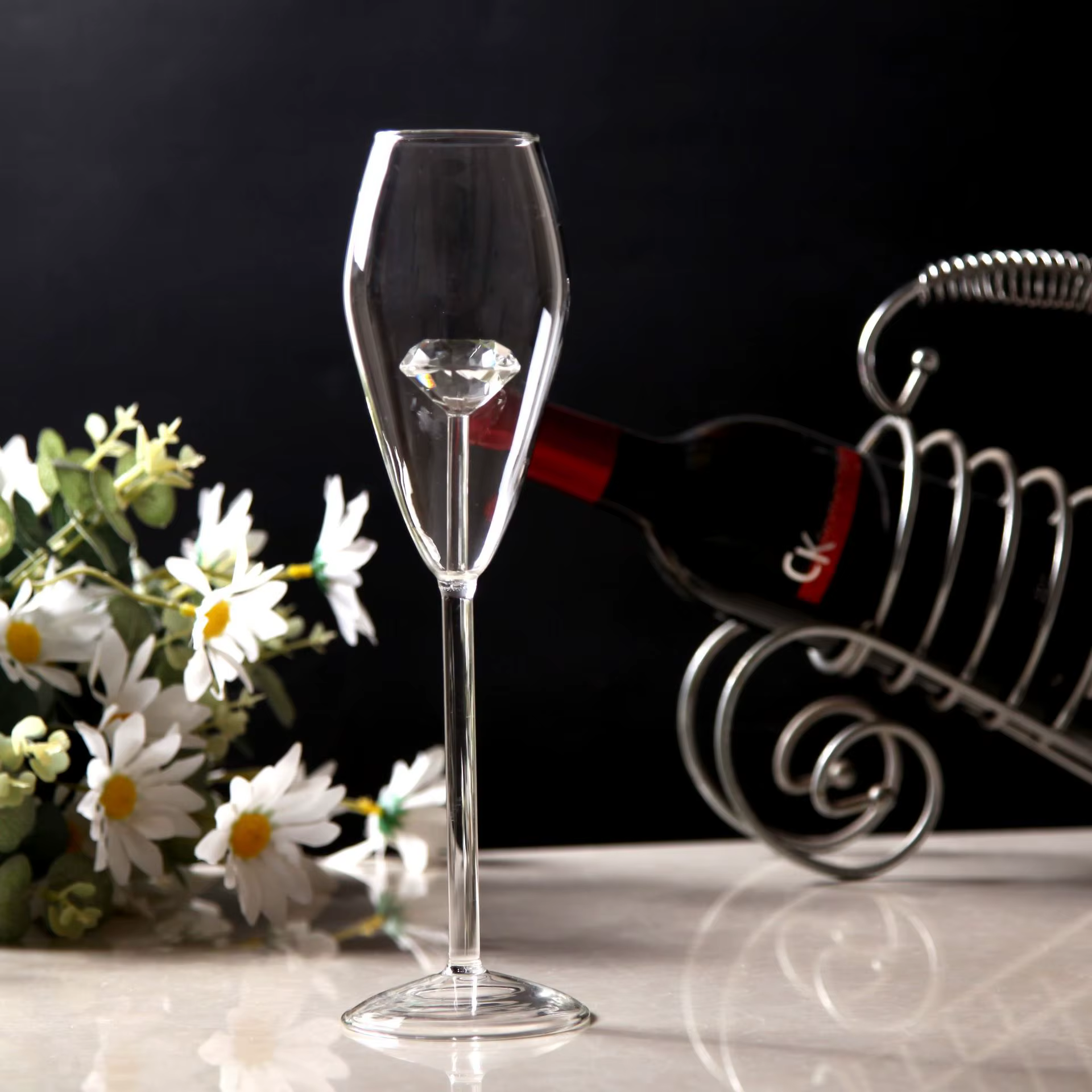 Verre diamant transparent 3D créatif, verres à vin rouge intégrés, gobelets à flûte à champagne, jol