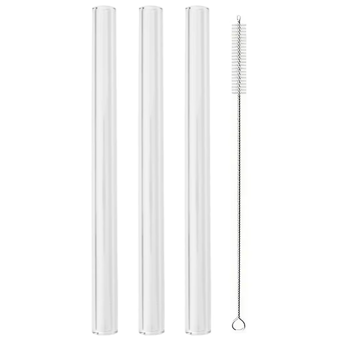 Pailles en verre borosilicaté réutilisables, 14x200mm, 3 pièces, ensemble avec brosse pour thé à bul