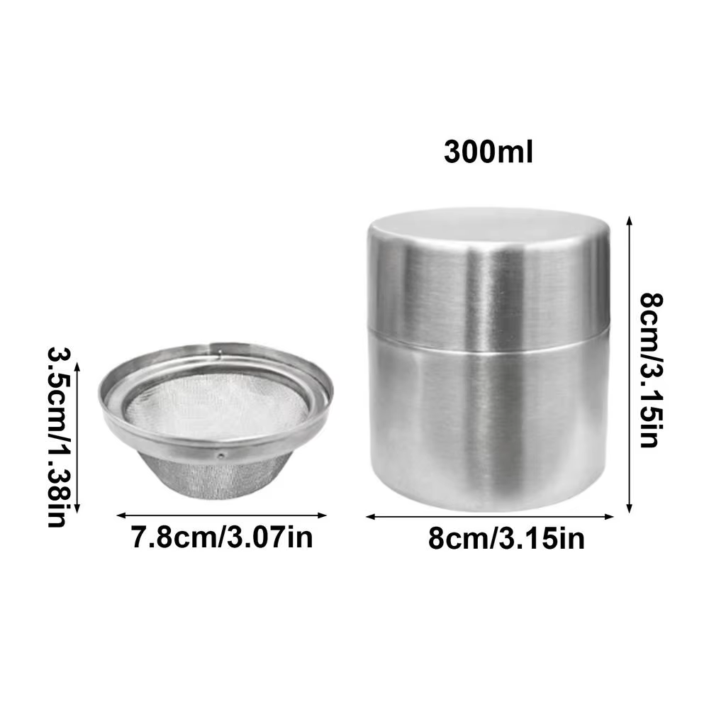 Kit de tamis et de boîte de rangement pour poudre de matcha, récipient shaker en acier inoxydable av