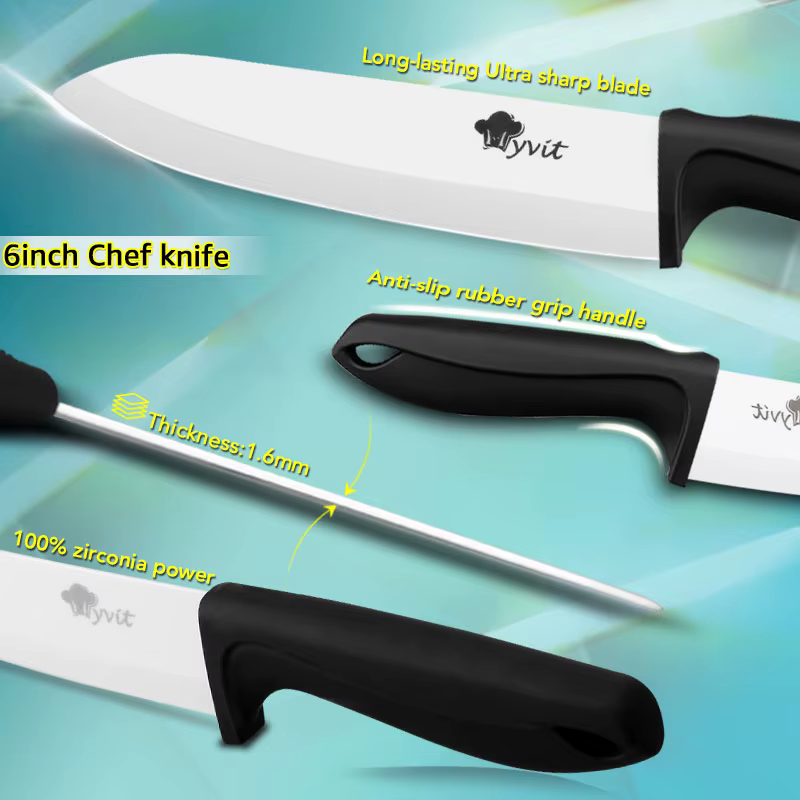 Couteau en céramique 3 4 5 6 pouces, trancheur utilitaire de Chef, couteau à pain dentelé, ensemble