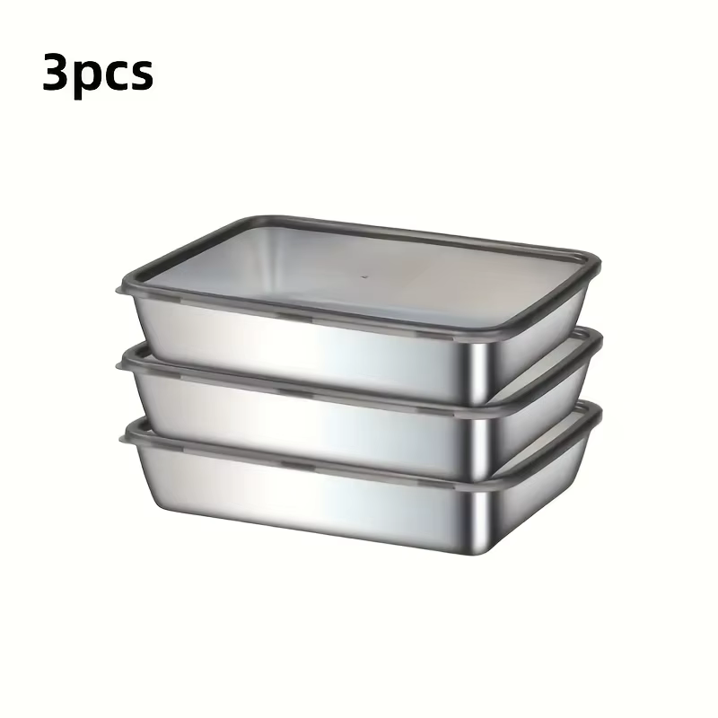Plateaux de cuisson professionnels en acier inoxydable! 3 pièces avec couvercles – Antiadhésif et fa