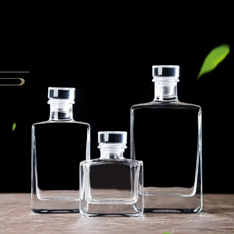 Bouteille à liqueur en verre sans plomb 200 ml, carafe à whisky, bouteille à vin avec bouchon hermét