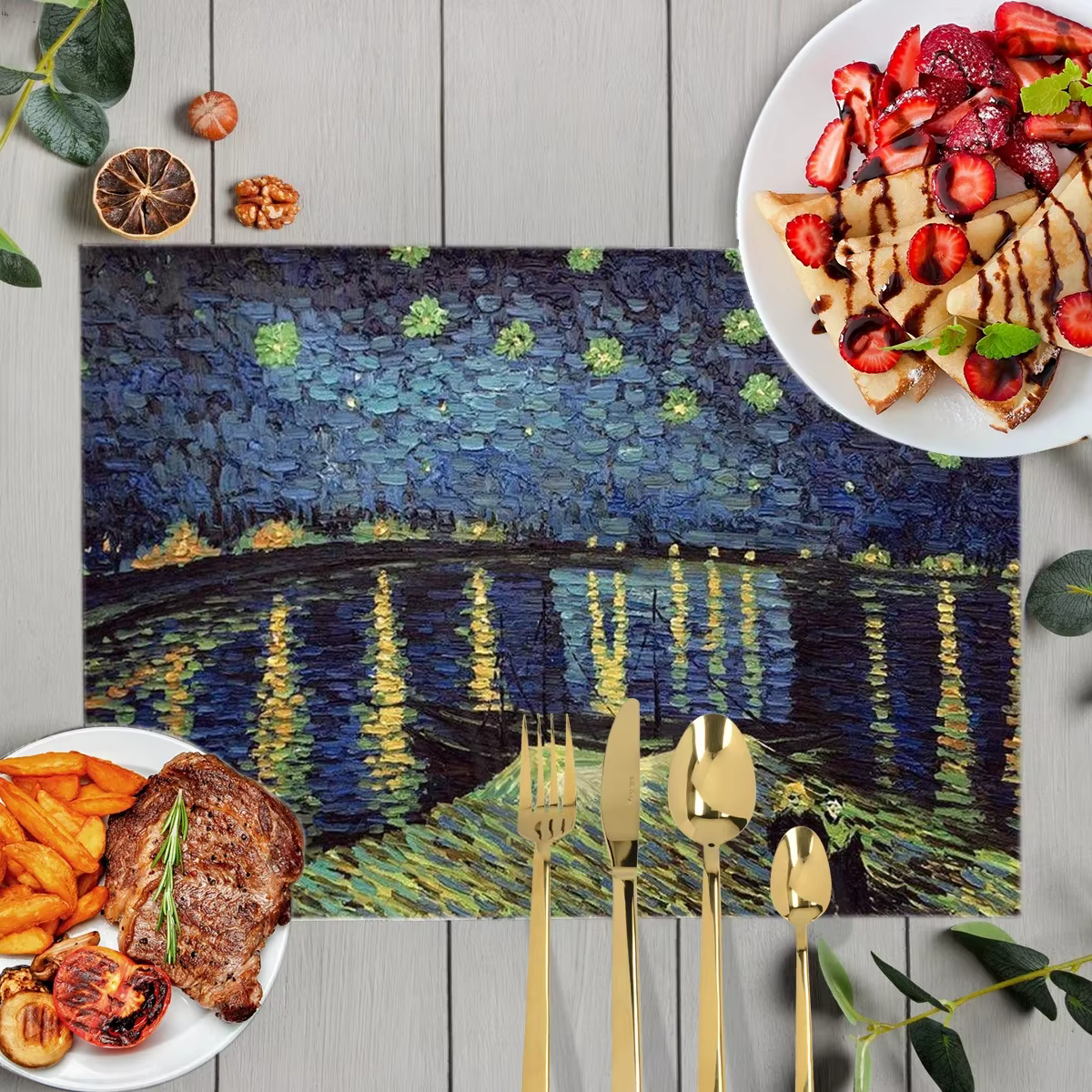 Peinture à l'huile par Van Gogh, tapis de Table, tournesol, nuit étoilée, tasse à café, dessous de v