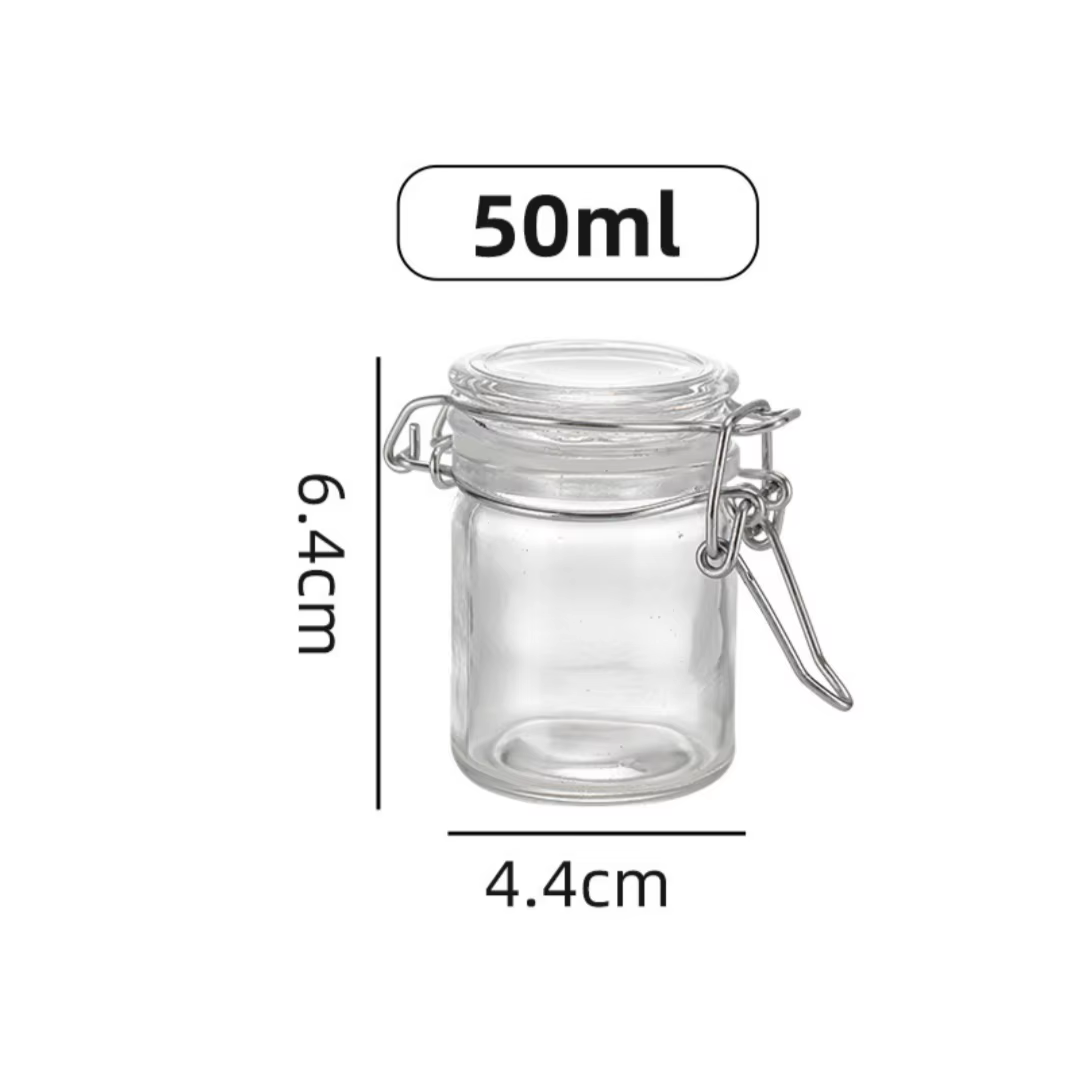 Pot en verre à boucle, pot en verre transparent hermétique, récipient à large ouverture, pot de rang