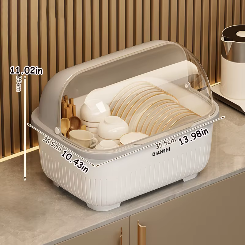 Égouttoir à vaisselle avec couvercle de protection - Meuble de rangement de cuisine peu encombrant e