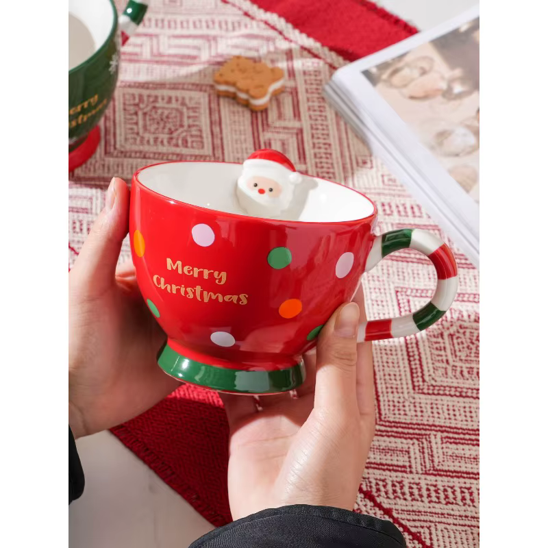 Tasse de noël en céramique, tasse de petit déjeuner, tasse de couple, couverts, tasse à café, grand 