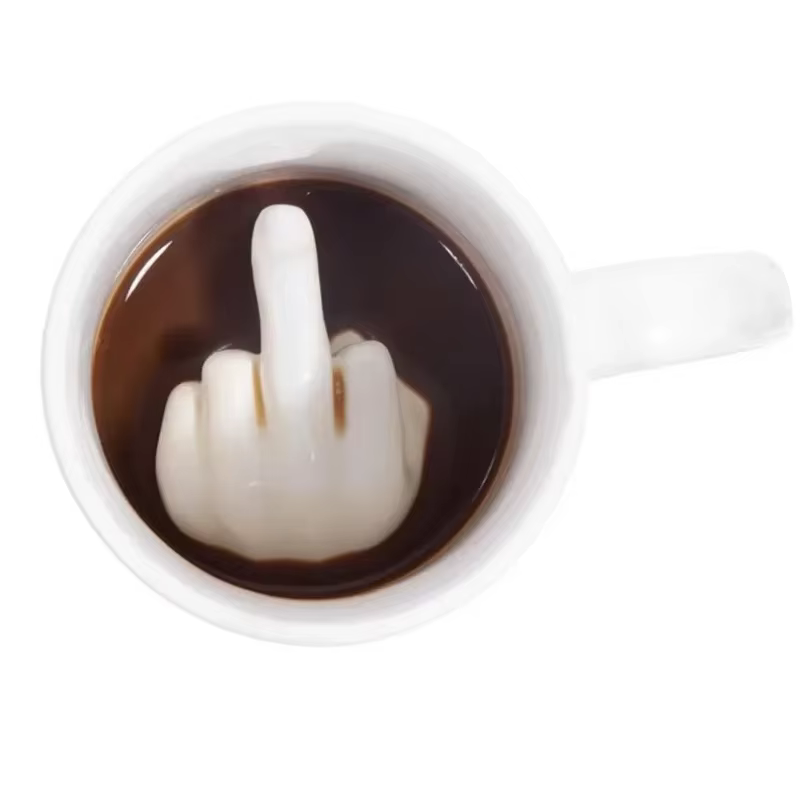 Tasse à Café Créative en Céramique avec Doigt du Milieu, Amusante, pour Bureau, Lait, Thé, Standard,