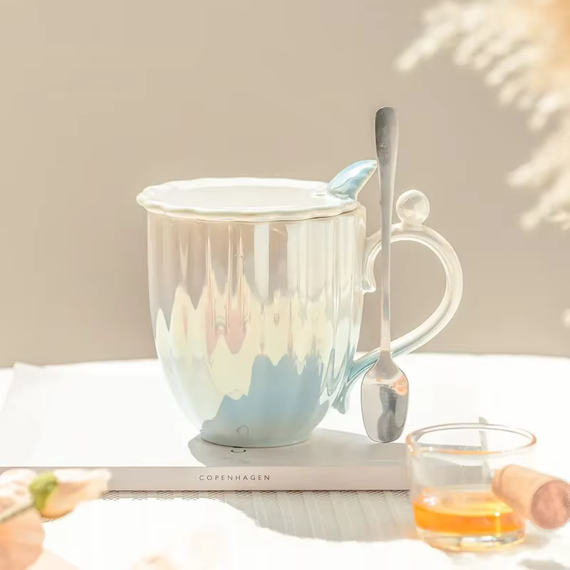Ensemble de tasses à café en céramique, glaçure perlée luxueuse, tasse DolDave, cadeau de Noël, tass