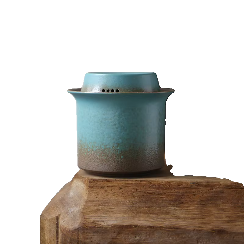 Changement de four vintage printemps vert poterie rugueuse un pot 4 tasses caddie à thé simple petit