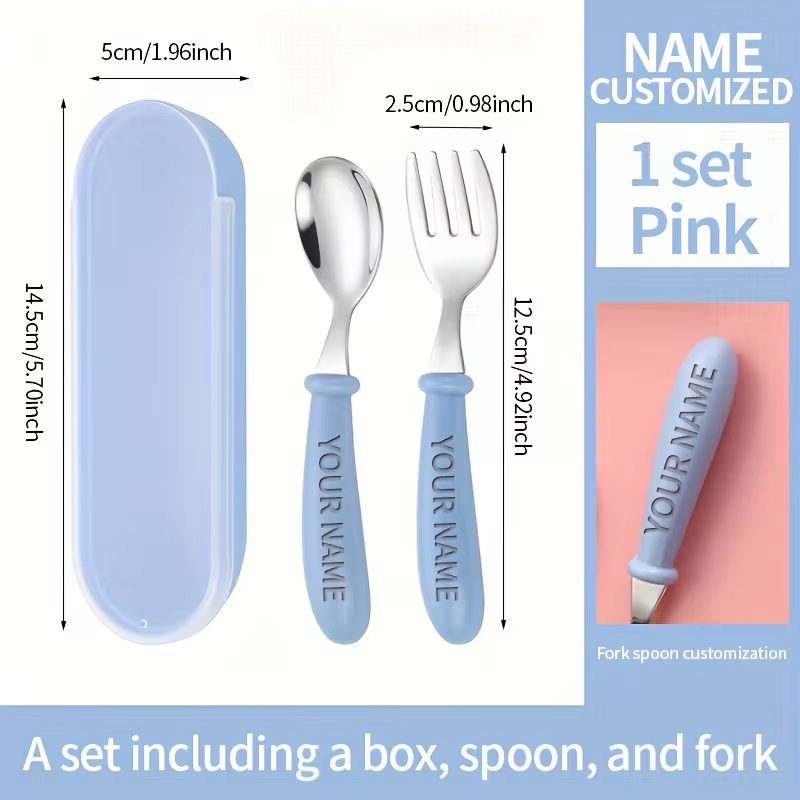 Ensemble de couverts avec nom personnalisé, complément alimentaire SS304, apprendre à manger, ensemb