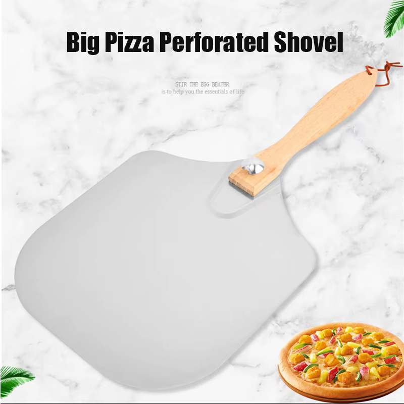 Grande palette perforée à Pizza, poignée courte pour four tournant, outils de cuisine, cuisson de Pi