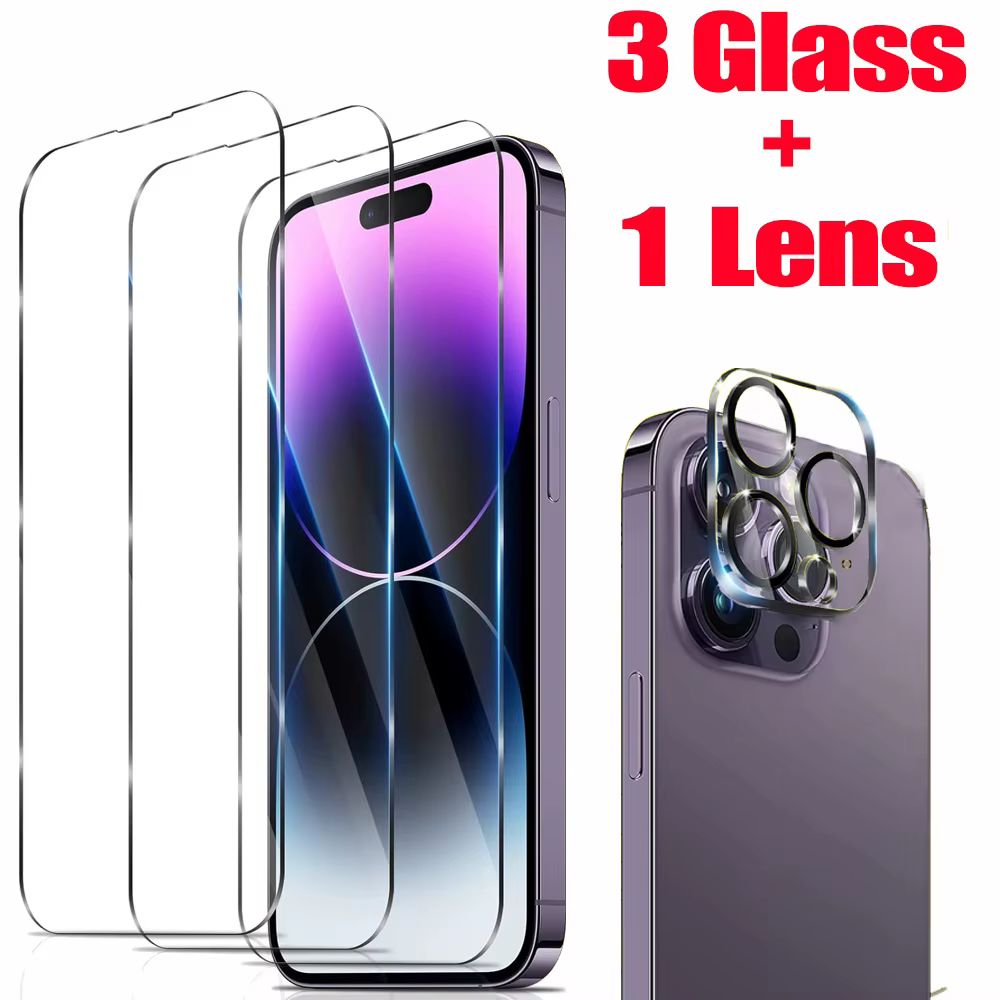 HD verre trempé pour iPhone 16 15 17 14 13 12 11 Pro Max Protection d'écran iPhone15 Pro Film d'obje