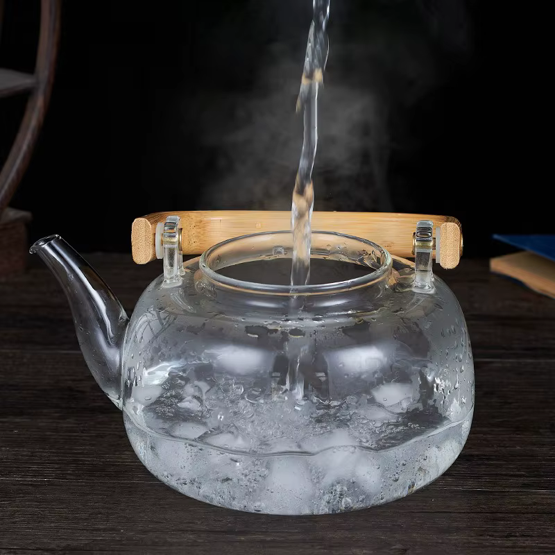 Théière transparente en verre Borosilicate de 1000/1200ml, pour cérémonie du thé chinois, avec filtr