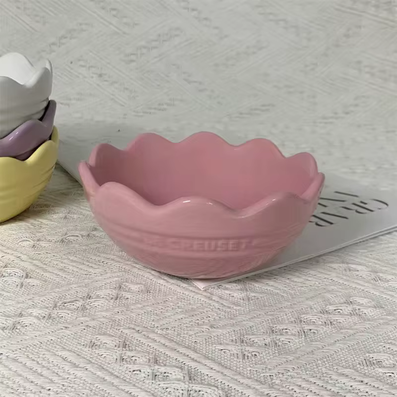 Vaisselle dégradée en Relief de dentelle, céramique arc-en-ciel pour Dessert, bols à salade de fruit