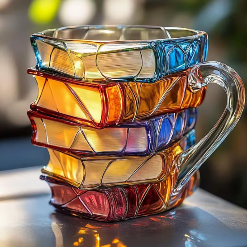 Livre peint artistique - Tasse en forme |   Décor unique de tasse à café