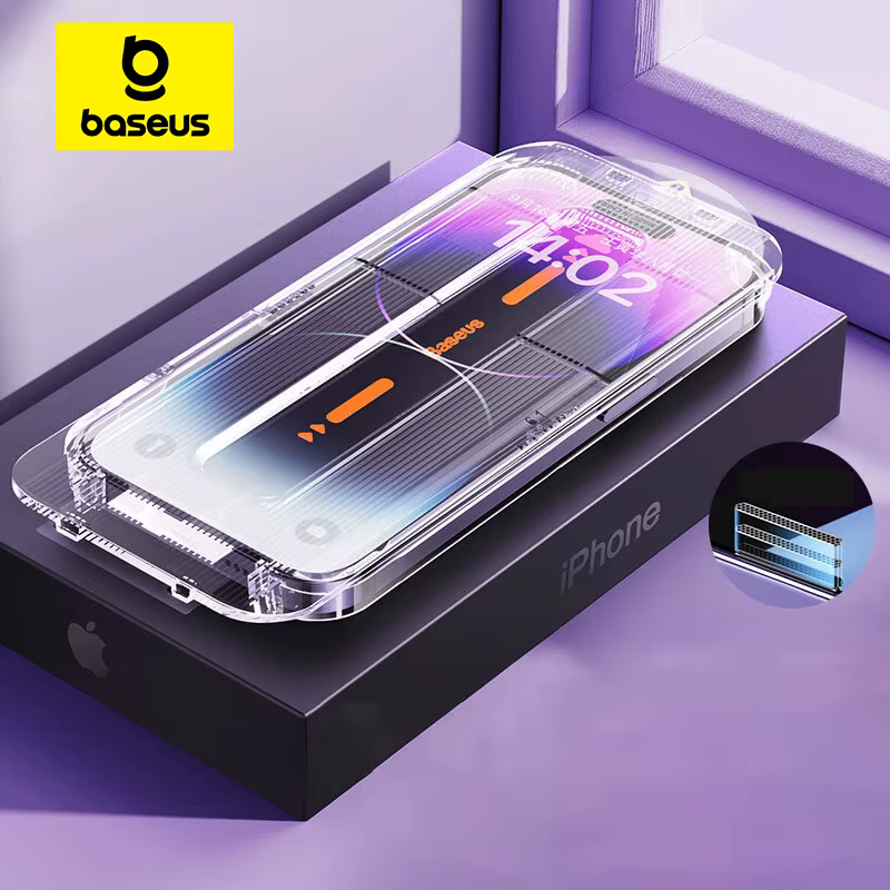 Baseus verre trempé pour iPhone 17 16 15 14 13 12 Pro Max protecteur d'écran HD avec Kit de nettoyag