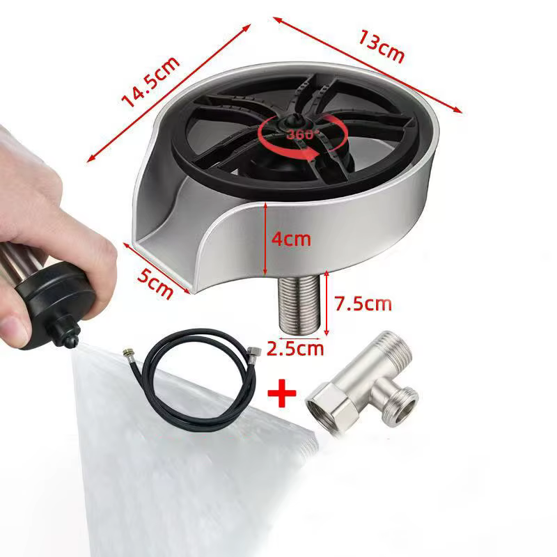 Rinceuse en verre pour évier de cuisine, tête de pulvérisation rotative automatique, nettoyeur de pr