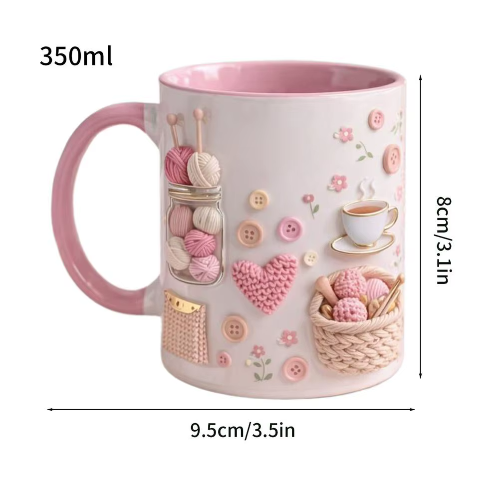 Mug à café amusant 350 ml en céramique, décoration de bureau au crochet, tasse à eau originale, tass