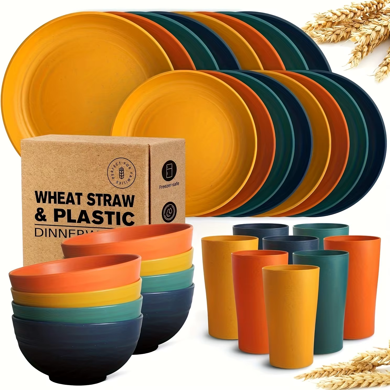 Service de vaisselle en plastique de cuisine 32 pièces, service pour 8 assiettes queplate, assiette 