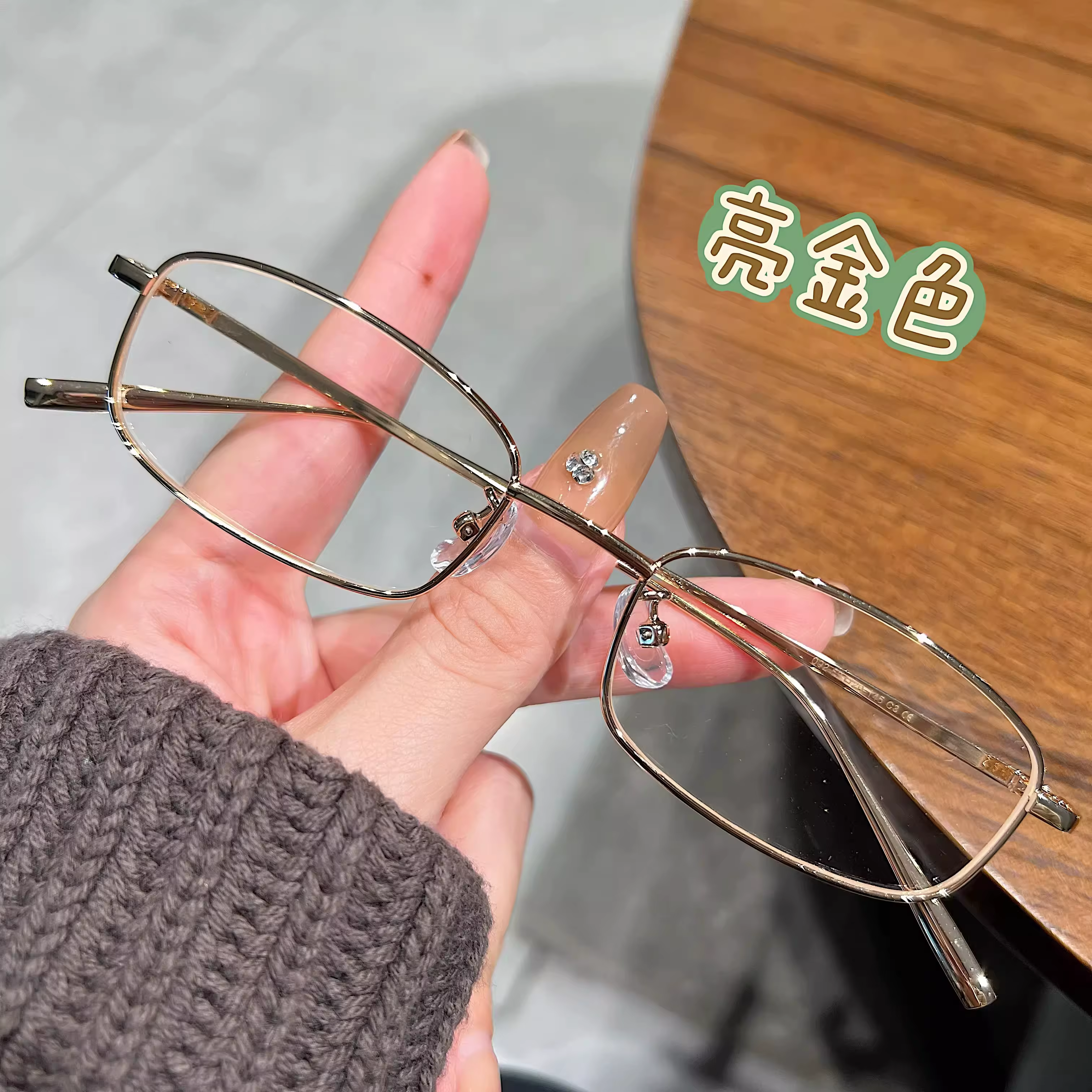 Y2K – lunettes Vintage à monture métallique, demi-monture sans lentille, Chic, décoration de fête Co