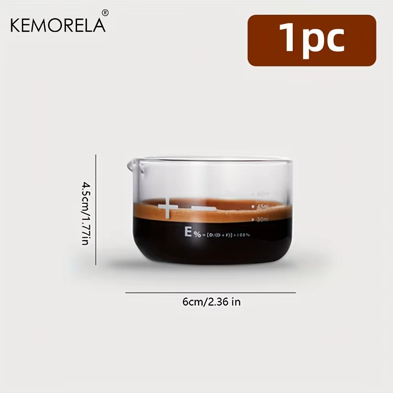 KEMORELA 1/2 pièces verres à expresso 60ml tasse à mesurer à échelle claire liquide verre lourd tass