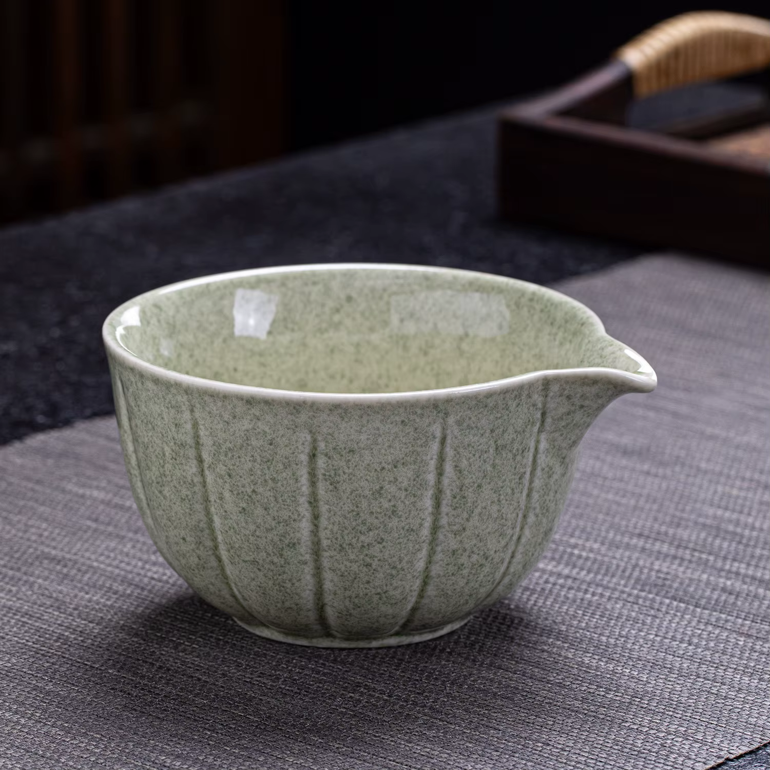 Bol Matcha en céramique gris vert, grande capacité, résistant aux hautes températures, bol à soupe à