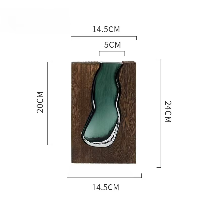 Vase en verre Transparent en bois massif, pour décoration de maison, Vase à fleurs en cristal, pièce